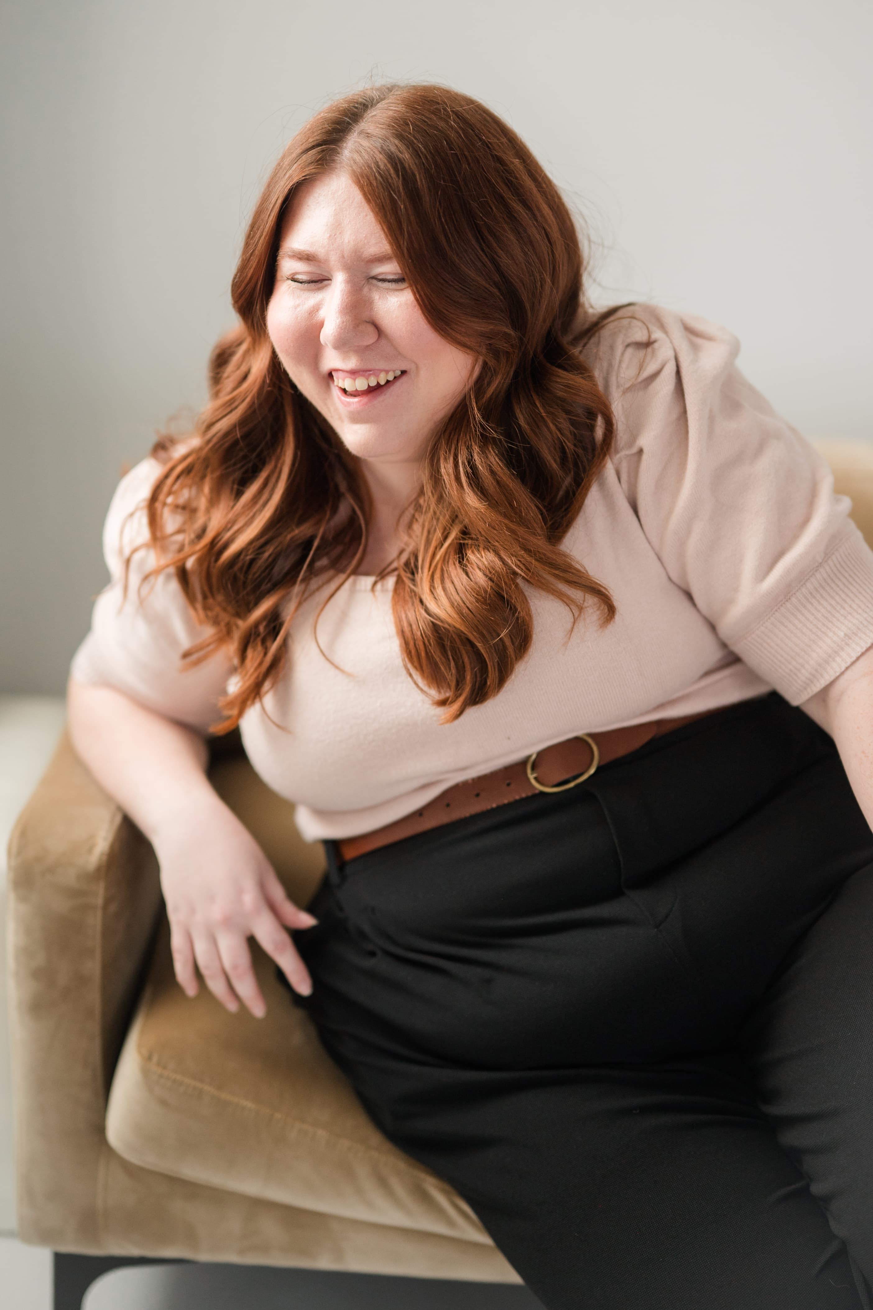 Kat, founder of Simply Loved Hair, in studio